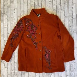 Bob Mackie Wearable Art Embroidered Fleece Jacket